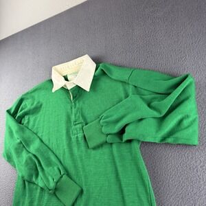 Halbro Shirt Men's 42 Green Rugby Vintage England 80s 90s Blank Jersey Polo
